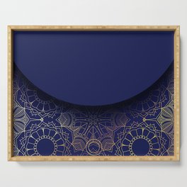 Elegant Blue Mandala Pattern Serving Tray