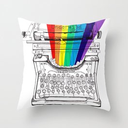 underwood typewriter with a sliver of rainbow Throw Pillow