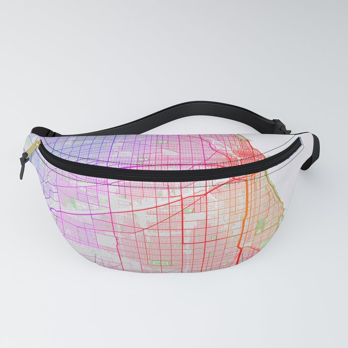 Chicago City Map of Illinois, USA - Colorful Fanny Pack