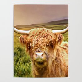 Highland Cow (Painting) Poster
