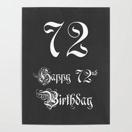[ Thumbnail: Happy 72nd Birthday - Fancy, Ornate, Intricate Look Poster ]