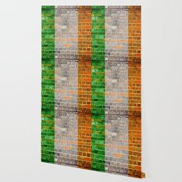 Ireland flag on a brick wall Wallpaper