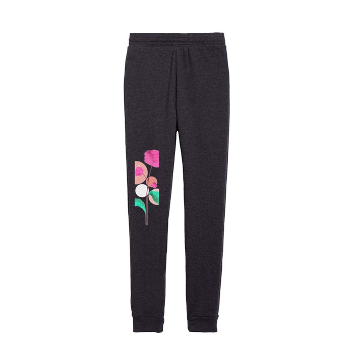 The Rare Bloom, Abstract Nature Floral Graphic, Eclectic Bohemian Modern, Pop of Color Illustration Kids Joggers