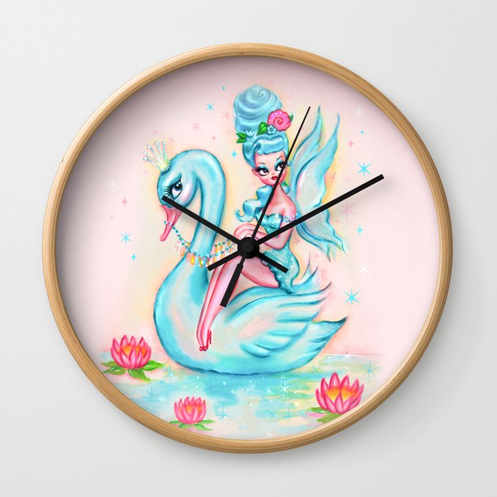 Blue Swan Fairy Wall Clock