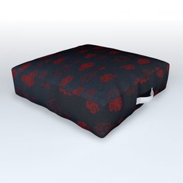 Red and Black Asian Style Cloud Pattern Outdoor Floor Cushion