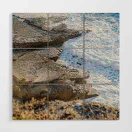 Serene Waves of the Atlantic Ocean at the Coast of Cabo Espichel, Portugal. Natural Colors.  Wood Wall Art
