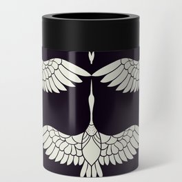 Japanese Crane Ornate Art Deco Black & White Pattern Can Cooler