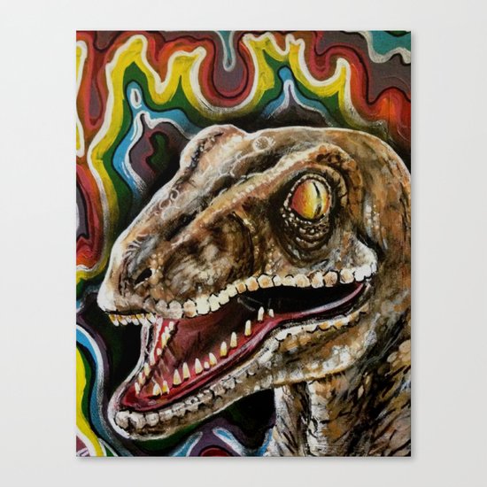 Rainbow Raptor:: Colorful Dinosaur Canvas Print