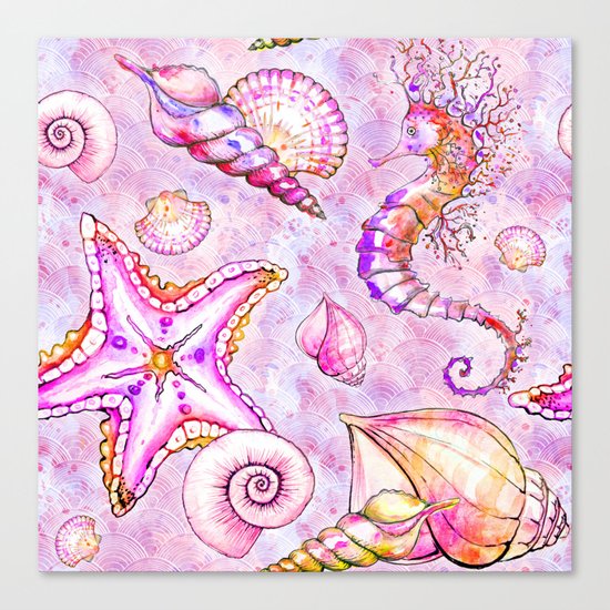 Pink seahorse Canvas Print