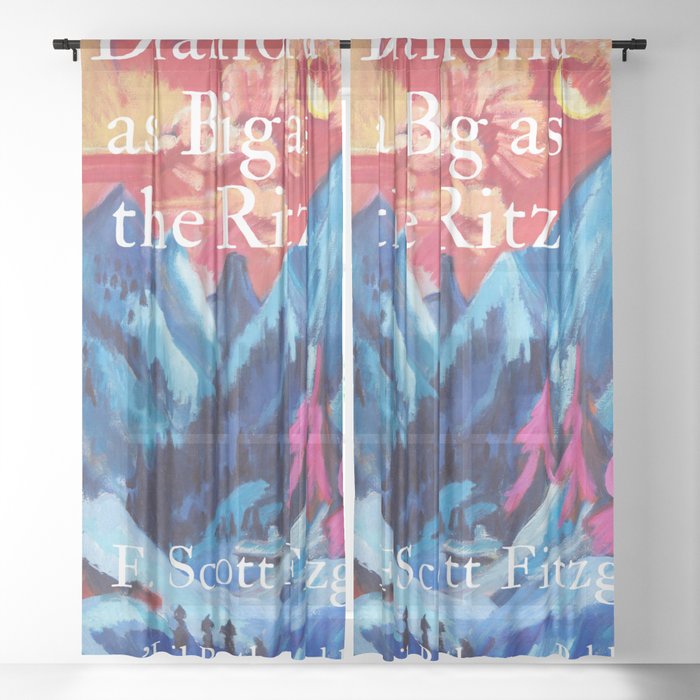 Diamond as big as the Ritz novella book cover by F. Scott Fitzgerald for 'Lil Beethoven Publishing for office, dining room, bar, bedroom home decor Sheer Curtain