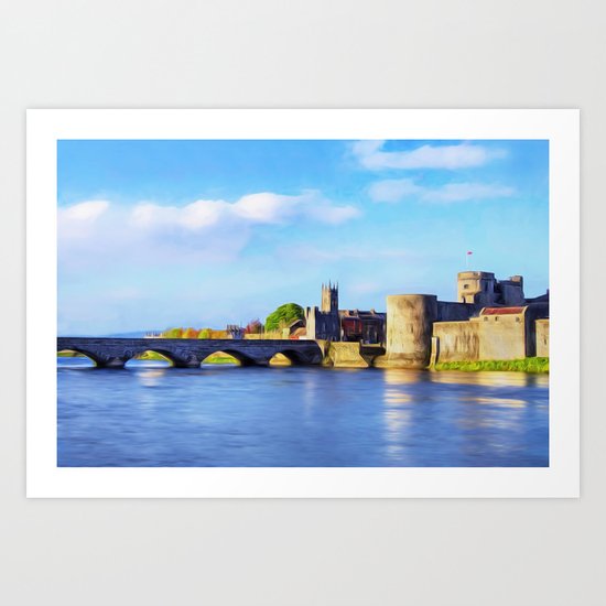 King Johns Castle and Thomond Bridge Art Print
