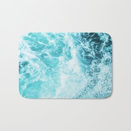 Perfect Sea Waves Bath Mat | Pattern, Illustration, Water, Waves, Turquoise, Curated, Abstract, Vintage, Digital, Beach 