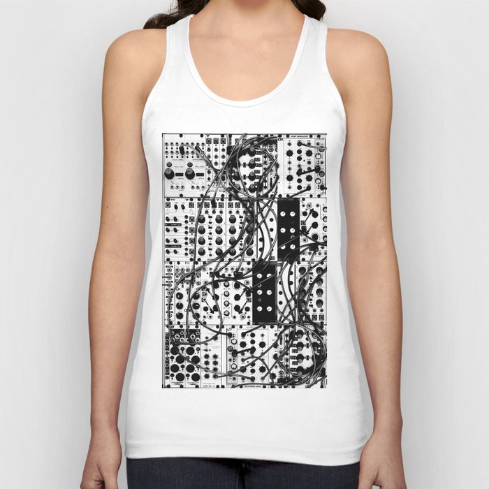 analog synthesizer system - modular black and white Tank Top