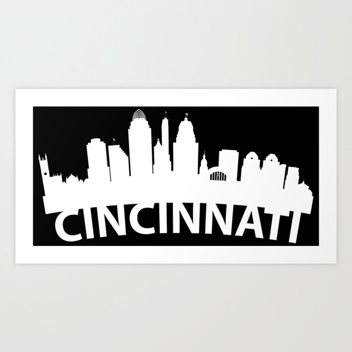 Curved Skyline Of Cincinnati Oh Art Print By Awesomeart Society6