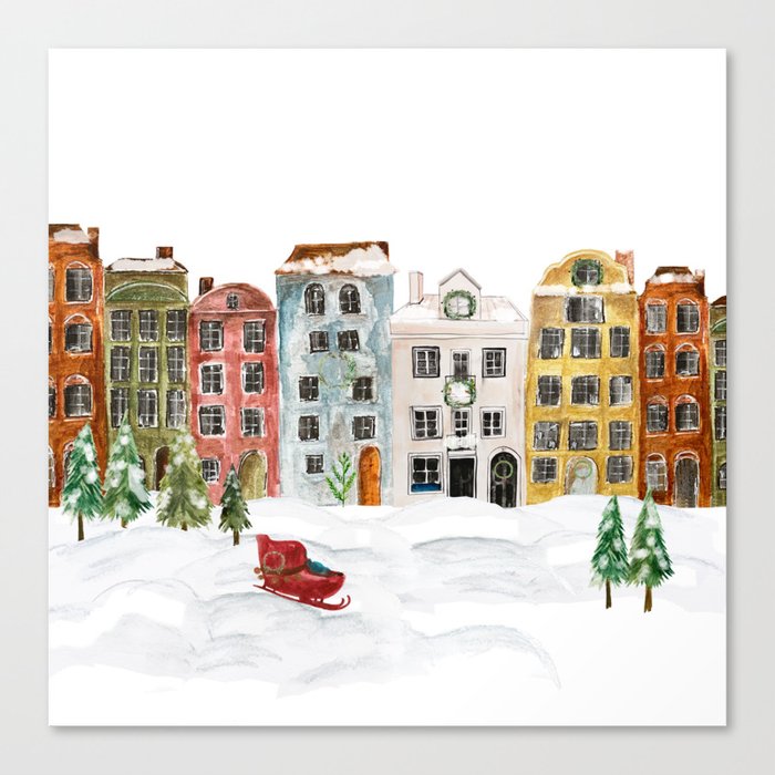 Christmas in the Village Canvas Print