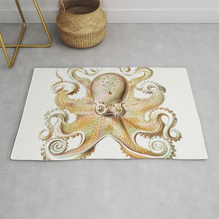 Vintage marine octopus - sandy shores Rug