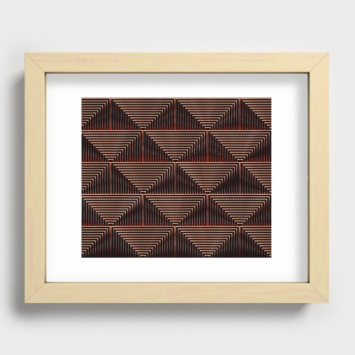 Mesmerizing Squares Red - Art Deco Pattern Recessed Framed Print