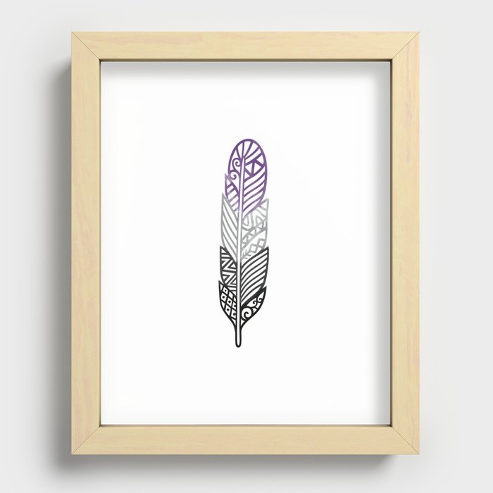 Subtle Ace Pride: Boho Watercolor Feather Recessed Framed Print