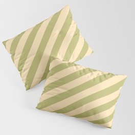 [ Thumbnail: Dark Khaki & Beige Colored Lined Pattern Pillow Sham ]