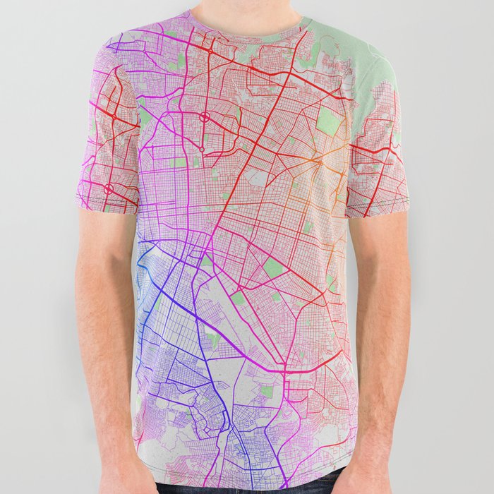 Guadalajara City Map of Jalisco, Mexico - Colorful All Over Graphic Tee