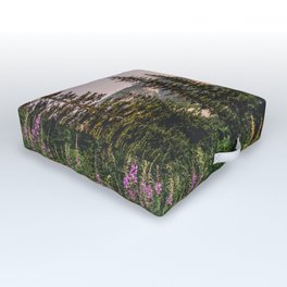 Mount Rainier Wildflower Adventure VII - Pacific Northwest Mountain Forest Wanderlust Outdoor Floor Cushion