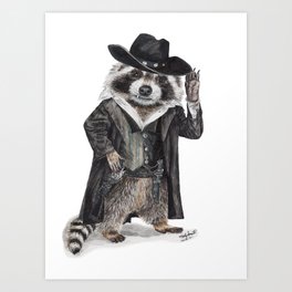 " Raccoon Bandit " funny western raccoon Art Print