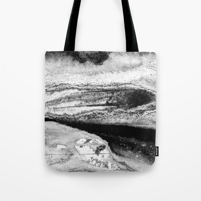 Mountain River Black And White Abstract Landscape Painting Tote Bag