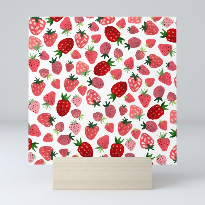 Strawberry Pattern Mini Art Print