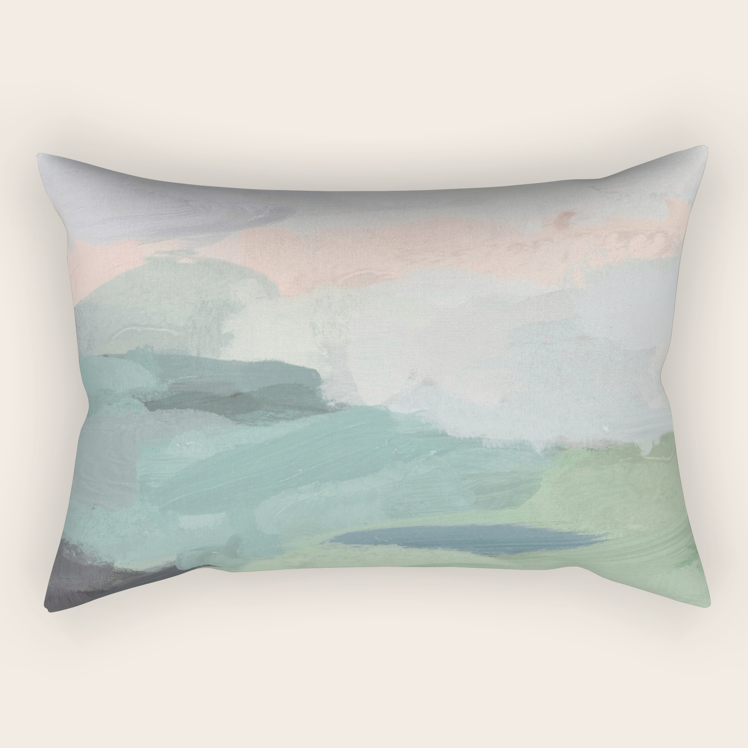 Seafoam Green Mint Black Blush Pink Abstract Nature Land Art