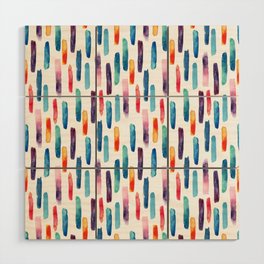 Watercolor long brush strokes background. Water color colorful lines seamless pattern. Hand painted abstract illustration Wood Wall Art