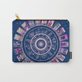 Major Arcana & Wheel of the Zodiac | Pastel Goth Carry-All Pouch | Goth, Witchyaesthetic, Cute, Riderwaitetarot, Zodiac, Astrology, Love, Spirituality, Fortuneteller, Witchyvibe 
