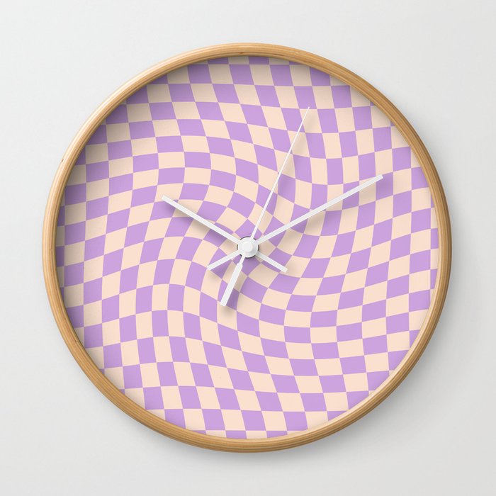 Check V - Lilac Twist — Checkerboard Print Wall Clock