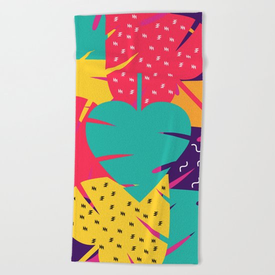 Retro leaves Beach Towel