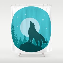 the wolf roars at the full moon Shower Curtain