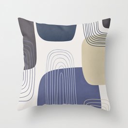 Abstract Textured Color Blocks - Blue Throw Pillow