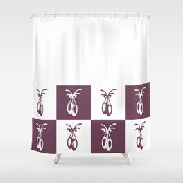 Berry Conserve and White Ballet Shoes Chess Board Horizontal Split Shower Curtain