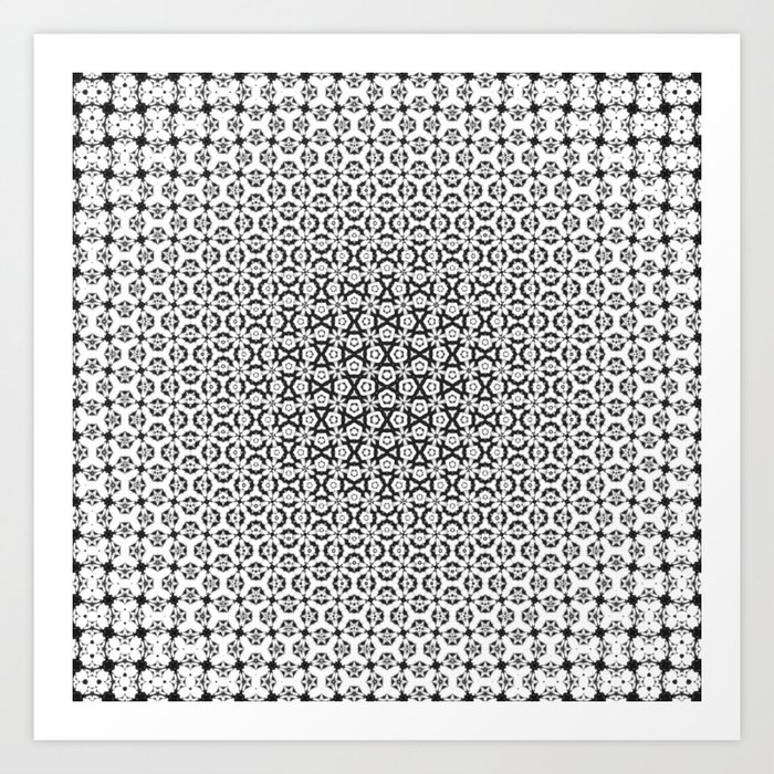 Monochromatic geometric minimalistic morph pattern Art Print