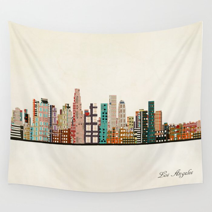 Los Angeles Skyline Wall Tapestry By Bribuckley Society6