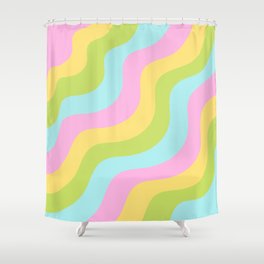 70's Pastel Waves Shower Curtain