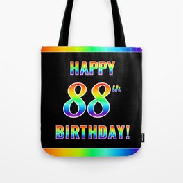 [ Thumbnail: Fun, Colorful, Rainbow Spectrum “HAPPY 88th BIRTHDAY!” Tote Bag ]