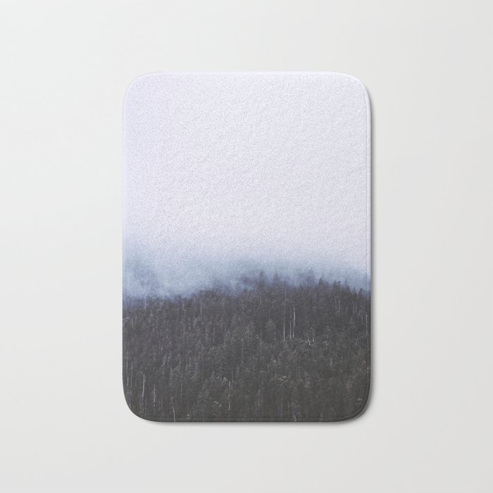 foggy forest Bath Mat