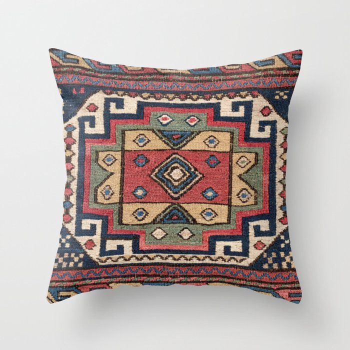 Cowboy Sumakh // 19th Century Colorful Red White Blue Western Lone Star Dallas Ornate Accent Pattern Throw Pillow