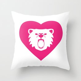 Bear Mascot Cares Pink Throw Pillow