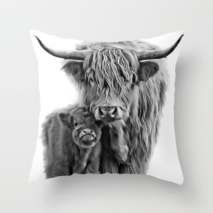 Highland Cow and The Baby Throw Pillow