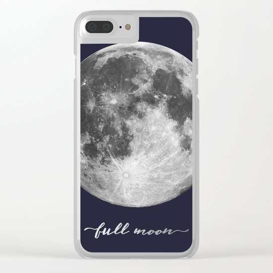 Full Moon on Navy English Clear iPhone Case