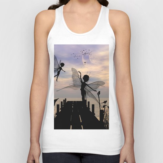 Cute fairy dancing on a jetty Unisex Tank Top