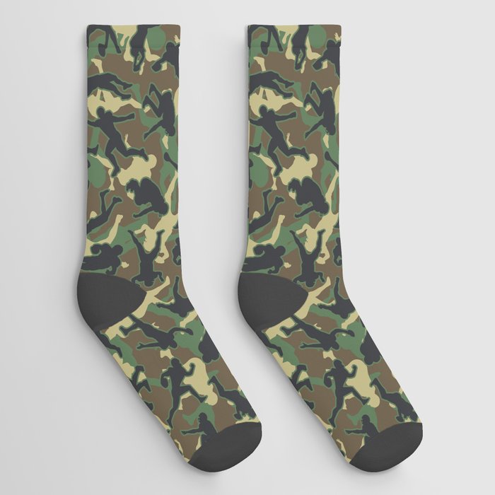 American Football Player Camo Woodland Camouflage Pattern Socks