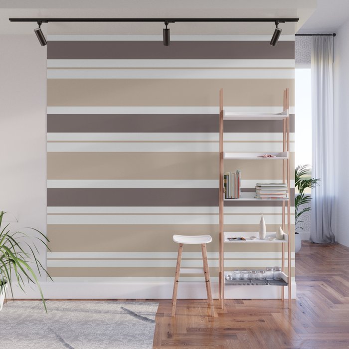 Caffeinated Tones Horizontal Striped Wall Mural By Seafoam12