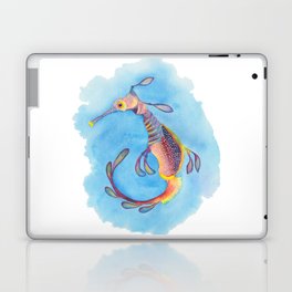 Weedy seadragon against blue background - watercolour Laptop Skin