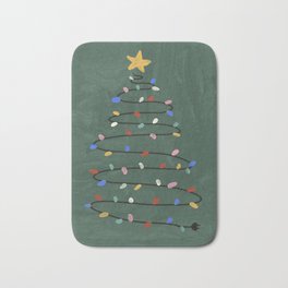 Christmas tree Bath Mat | Curated, Tree, Fairy, Retro, Lights, Holiday, Xmas, Star, Green, Gigi Rosado 